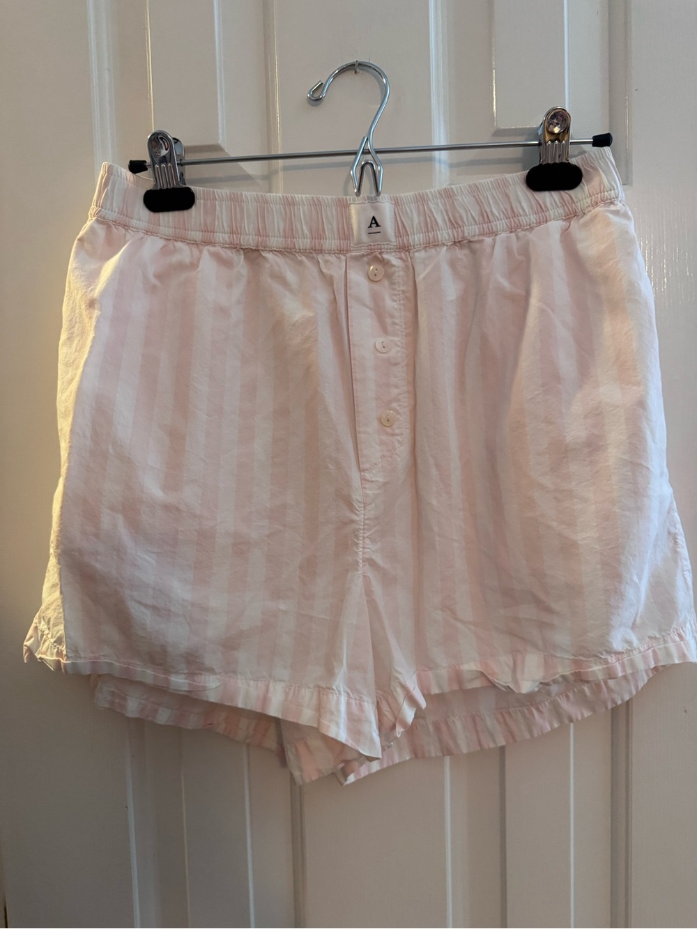 Anthropologie Women’s Light Pink Striped Women's Lounge Shorts Medium
